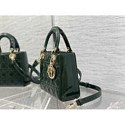 Dior Small Lady Dior Patent Leather Dark Green 20cm - 4