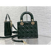 Dior Small Lady Dior Patent Leather Dark Green 20cm - 2