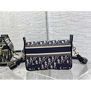 Dior Small DiorCamp Bag Blue Oblique Embroidery Bag 23x8x15cm - 2