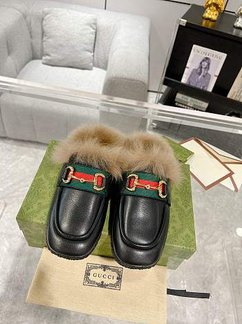 Gucci Black Horsebit Slippers