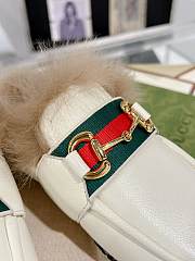 Gucci White Horsebit Slippers - 6