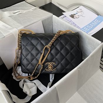 Chanel 22A Flap Bag Black Gold 16x23.5x6.5cm