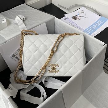 Chanel 22A Flap Bag White Gold 16x23.5x6.5cm