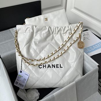 Chanel 22 Handbag White Gold Black 35x37x7cm