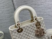 Dior Small Lady Bag White Cannage Resin Pearls 20 x 17 x 8 cm - 3