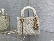 Dior Mini Lady Bag White Cannage Resin Pearls 17cm - 1