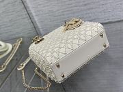 Dior Mini Lady Bag White Cannage Resin Pearls 17cm - 6