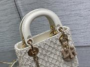 Dior Mini Lady Bag White Cannage Resin Pearls 17cm - 3