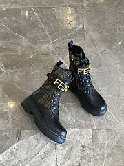 Fendi Black Graphy Ff & Leather Biker Boot - 4