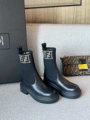 Fendi Domino Black Leather Biker Boots - 1