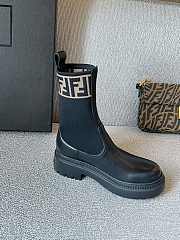 Fendi Domino Black Leather Biker Boots - 5