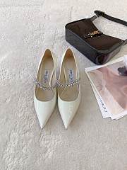 Jimmy Choo Bing Pump 65 Ballet White Patent Leather Pumps - 4