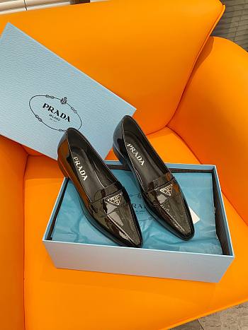 Prada Logo Patent Leather Black Loafers