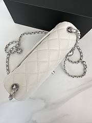 Chanel Flap Bag White Lambskin Silver Ball 20cm - 6