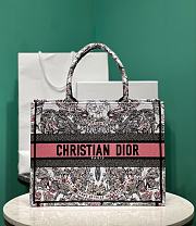 Dior Medium Book Tote White and Pastel Pink Butterfly 36cm - 1