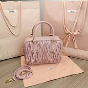 Miumiu Matelasse Nappa Leather Top-handle Bag Pink 24x16x7.5cm - 2