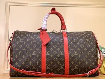 Louis Vuitton LV Keepall Bandoulière 50 Monogram Macassar Red 50 x 29 x 23 cm