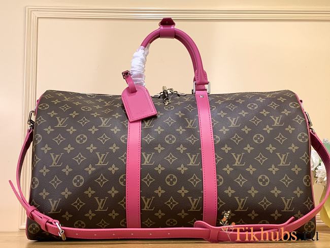 Louis Vuitton LV Keepall Bandoulière 50 Monogram Macassar Pink 50 x 29 x 23 cm - 1