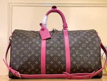 Louis Vuitton LV Keepall Bandoulière 50 Monogram Macassar Pink 50 x 29 x 23 cm