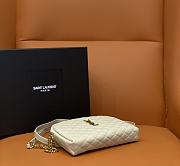 YSL Gaby Zipped Pouch Quilted Lambskin White 18x13x3.5cm - 6