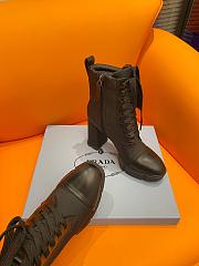 Prada Brushed Leather And Nylon Laced Booties Black 9cm - 2