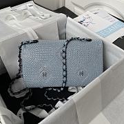 Chanel Flap Classic Handbag Velvet Crystal Pearl Blue 25cm - 4