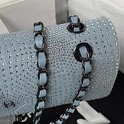 Chanel Flap Classic Handbag Velvet Crystal Pearl Blue 25cm - 3