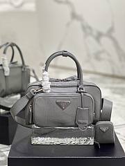 Prada Multi-pocket Leather Tote Bag Grey 24.5x14x8cm - 1