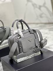 Prada Multi-pocket Leather Tote Bag Grey 24.5x14x8cm - 4