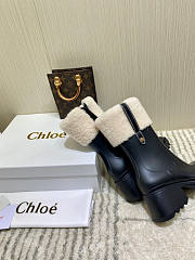 Chloe Betty Shearling Trimmed Rubber Ankle Black Boots - 5