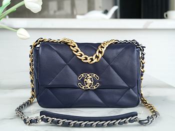 Chanel 19 Flap Bag Navy Blue Gold 26cm