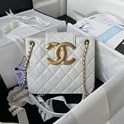 Chanel Handbag White Lambskin Gold 20x17.5x5cm - 1