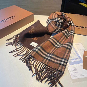 Burberry Reversible Check Cashmere Scarf Brown 168x30cm