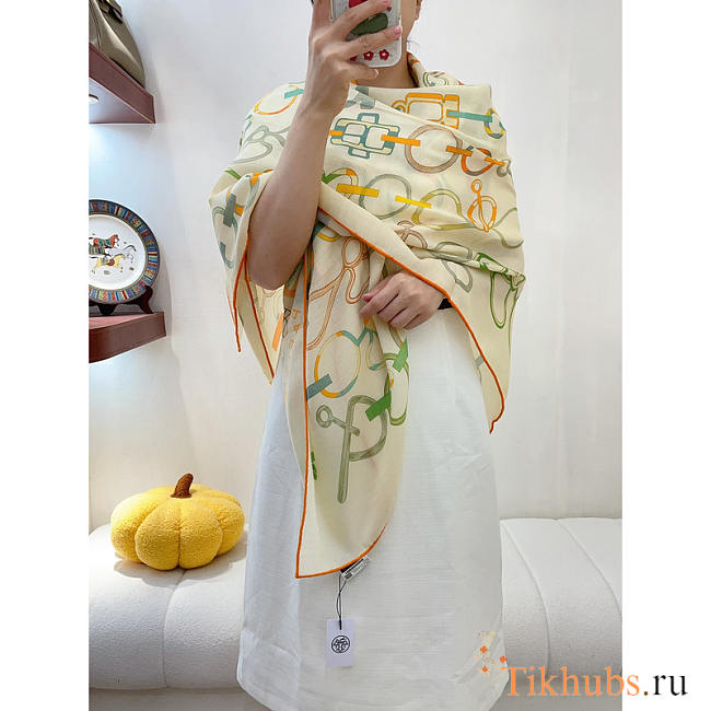 Hermes Silk Scarf Yellow 140x140cm - 1