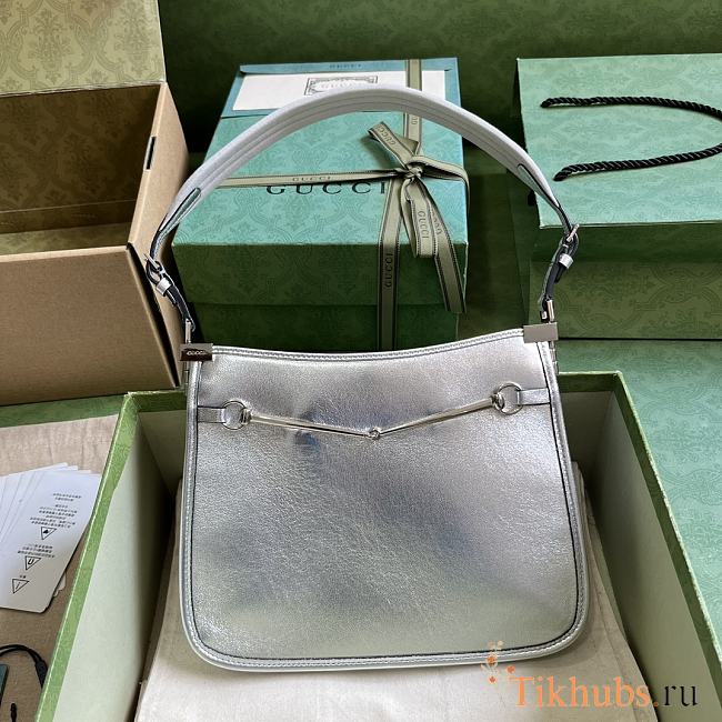 Gucci Horsebit Slim Small Shoulder Bag Silver 23x18.5x3cm - 1