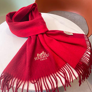 Hermes Wool Scarf Red