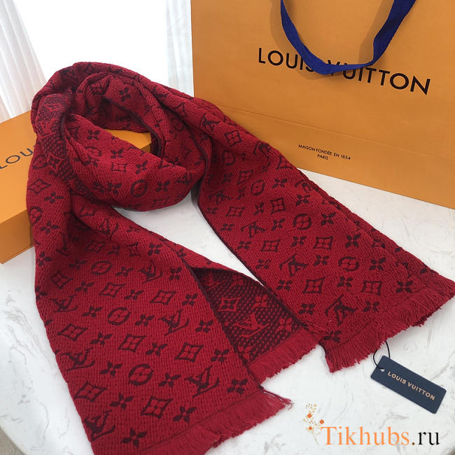 Louis Vuitton LV Logomania Scarf Red 180x50cm - 1