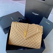 YSL Envelope Bag Calfskin Beige Gold 31x23x8cm - 1