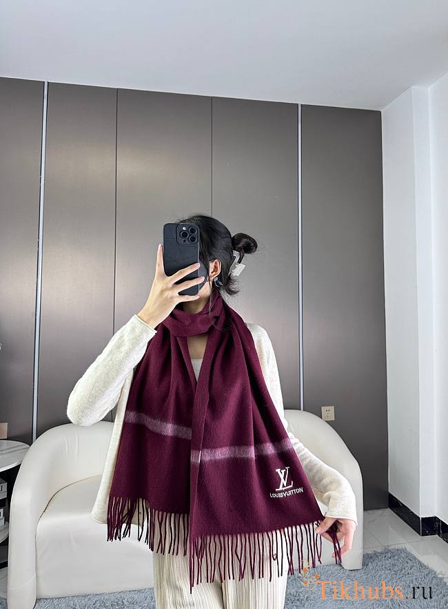 Louis Vuitton LV Red Wine Scarf 35x180cm - 1