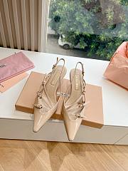 Miu Miu Patent Buckle-Trio Slingback Pumps Beige 3cm - 2