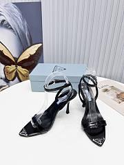 Prada Logo Plauqe Point-toe Leather Sandals Black 10cm - 3