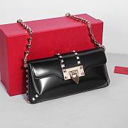 Valentino Garavani Rockstud Brushed Calfskin Black Shoulder Bag 26x13x7cm - 1