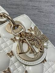 Dior Small Lady Bag White Gold-Finish Butterfly Studs 20cm - 5