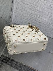 Dior Small Lady Bag White Gold-Finish Butterfly Studs 20cm - 4