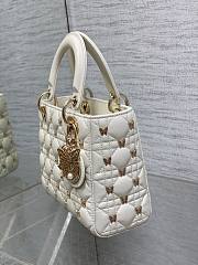 Dior Small Lady Bag White Gold-Finish Butterfly Studs 20cm - 3