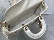 Dior Medium Lady D-joy Bag White Gold-Finish Butterfly Studs 26cm - 6