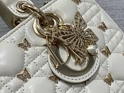 Dior Medium Lady D-joy Bag White Gold-Finish Butterfly Studs 26cm - 2