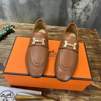 Hermes Brown Gold Loafer