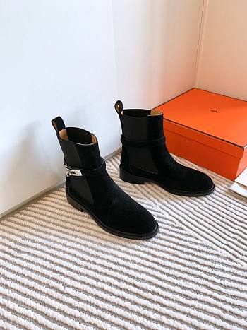 Hermes Black Suede Boots