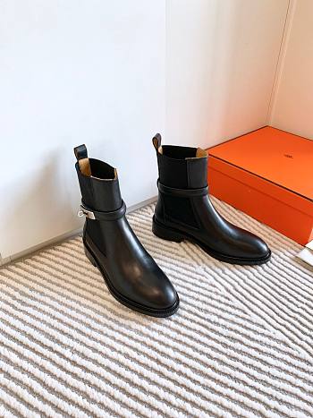 Hermes Black Leather Boots